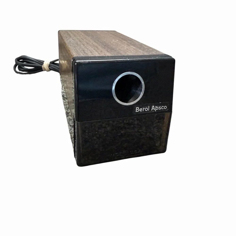Vintage Berol Apsco Electric Pencil Sharpener Wood Grain Model AP-2001 USA WORKS
